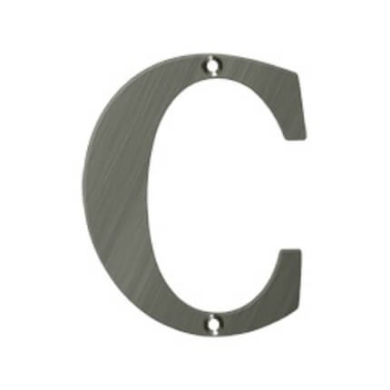 Deltana Solid Brass Traditional Letters, Residential Letter "C" - 4" Height, Antique Nickel (US15A) Finished