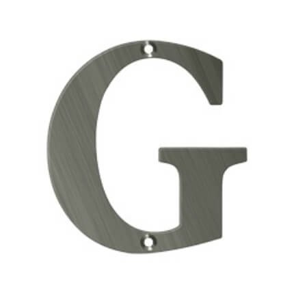 Deltana Solid Brass Traditional Letters, Residential Letter "G" - 4" Height, Antique Nickel (US15A) Finished