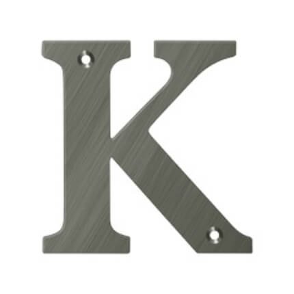 Deltana Solid Brass Traditional Letters, Residential Letter "K" - 4" Height, Antique Nickel (US15A) Finished