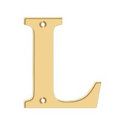Deltana Solid Brass Traditional Letters, Residential Letter "L" - 4" Height, PVD Polished Brass Finished