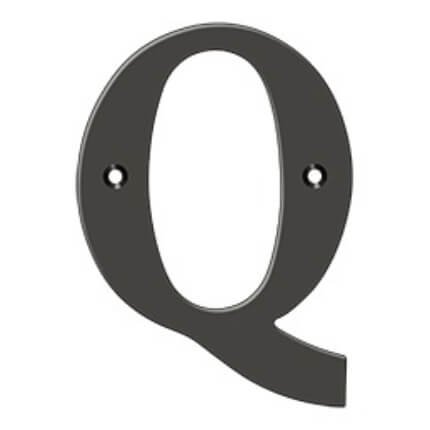 Deltana Solid Brass Traditional Letters, Residential Letter "Q" - 4" Height, Oil Rubbed Bronze (US10B) Finished