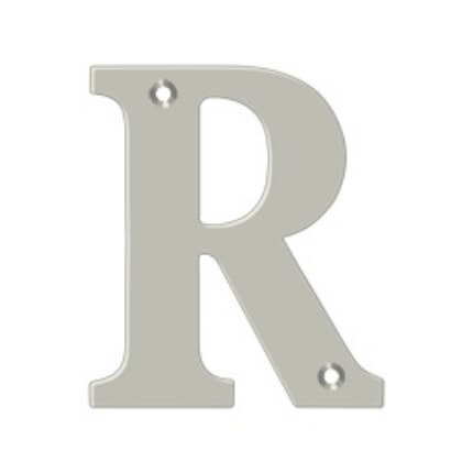 Deltana Solid Brass Traditional Letters, Residential Letter "R" - 4" Height, Satin Nickel (US15) Finished