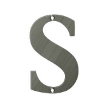 Deltana Solid Brass Traditional Letters, Residential Letter "S" - 4" Height, Antique Nickel (US15A) Finished