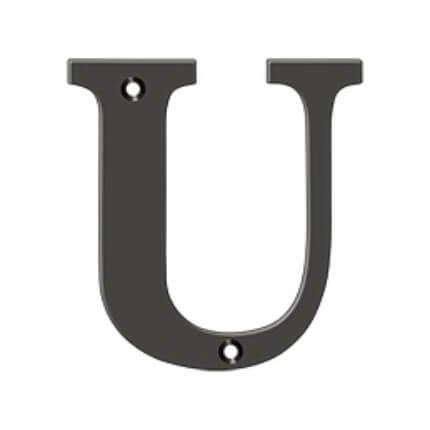 Deltana Solid Brass Traditional Letters, Residential Letter "U" - 4" Height, Oil Rubbed Bronze (US10B) Finished