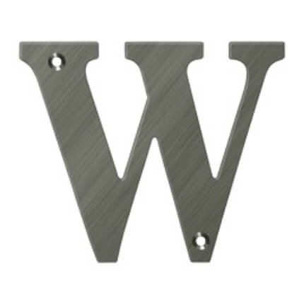 Deltana Solid Brass Traditional Letters, Residential Letter "W" - 4" Height, Antique Nickel (US15A) Finished