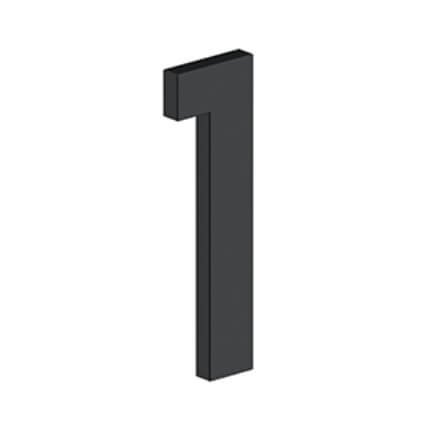 Deltana Stainless Steel Modem Numbers, B Series with Riser, No"1" Digit Flat Black (US19) Finished