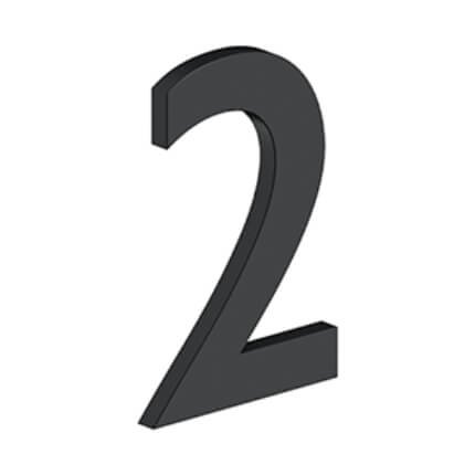 Deltana Stainless Steel Modem Numbers, B Series with Riser, No"2" Digit Flat Black (US19) Finished