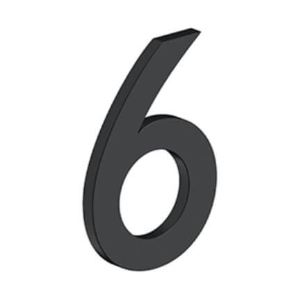 Deltana Stainless Steel Modem Numbers, B Series with Riser, No"6" Digit Flat Black (US19) Finished