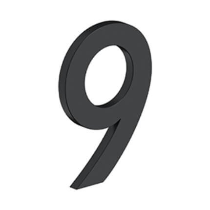 Deltana Stainless Steel Modem Numbers, B Series with Riser, No"9" Digit Flat Black (US19) Finished