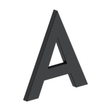 Deltana Stainless Steel Modem Numbers, B Series with Riser, Letter "A" Flat Black (US19) Finished