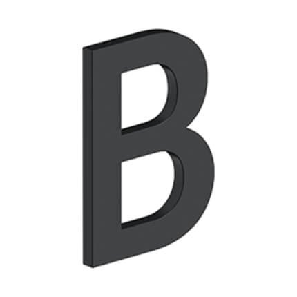 Deltana Stainless Steel Modem Numbers, B Series with Riser, Letter "B" Flat Black (US19) Finished