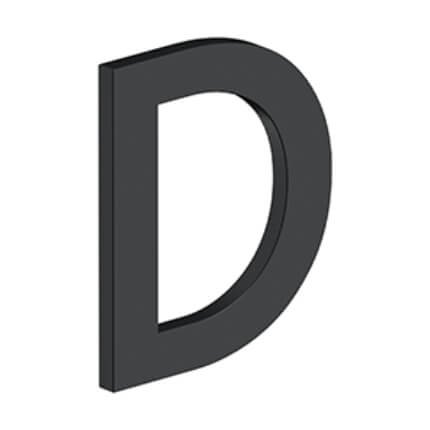 Deltana Stainless Steel Modem Numbers, B Series with Riser, Letter "D" Flat Black (US19) Finished