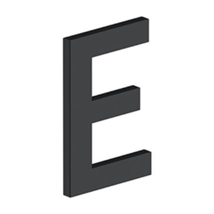 Deltana Stainless Steel Modem Numbers, B Series with Riser, Letter "E" Flat Black (US19) Finished
