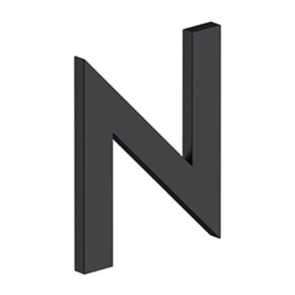Deltana Stainless Steel Modem Numbers, B Series with Riser, Letter "N" Flat Black (US19) Finished