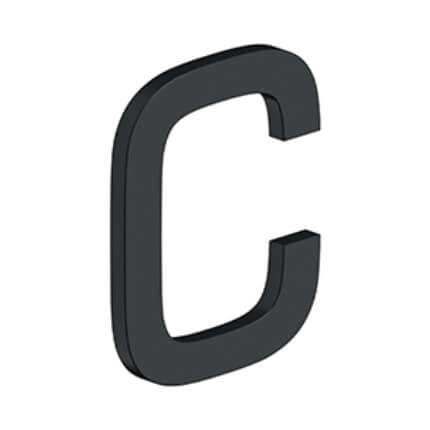 Deltana Stainless Steel Modern Letters, E Series with Risers, Letter "C", 4" Height Flat Black (US19) Finished