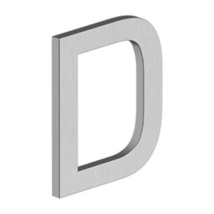 Deltana Stainless Steel Modern Letters, E Series with Risers, Letter "D", 4" Height Satin Stainless Steel (US32D) Finished