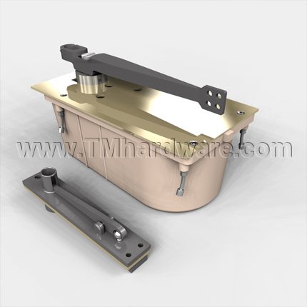 Norton 28 Series, Floor Door Closer, Center Hung, Single Acting, Non-hold Open, Bright Brass Finish