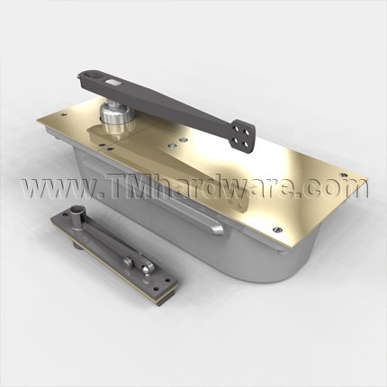 Rixon 30 Series, Floor Door Closer, Center Hung, Double Acting, Non-hold Open, Bright Brass Finish