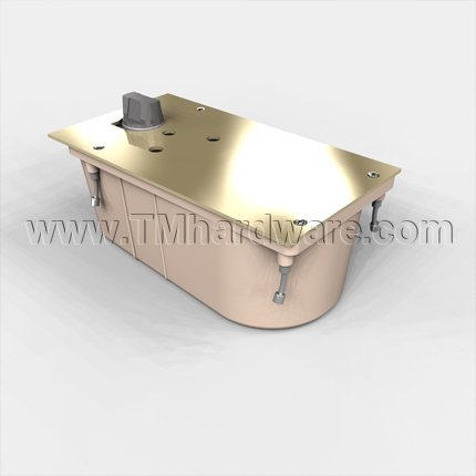 Norton 328 Series, Floor Door Closer, Center Hung, Single Acting, No Arm, Non-Hold Open, Bright Brass Finish
