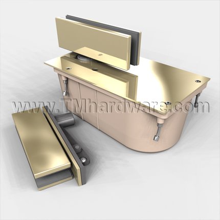 Norton 428 Series, Floor Door Closer, Center Hung, Single Acting, Patch Fittings, Non-hold open, Bright Brass Finish