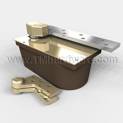 Rixson L27 Series, Floor Door Closer, 3/4" Offset, Extra Heavy Duty, Lead Lined, 2"-3" Door, Non-hold Open, 51mm Door, Bright Brass Finish