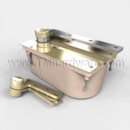 Rixon 127 Series, Floor Door Closer, 3/4" Offset, Heavy Duty, Right Handed, Non-hold open, Bright Brass Finish