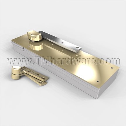 Norton 51 Series, Shallow Depth Floor Door Closers, 36" Door Width, 3/4" Offset, Non-hold Open w/ Backcheck,Non-hold Open w/ Backcheck, Bright Brass Finish
