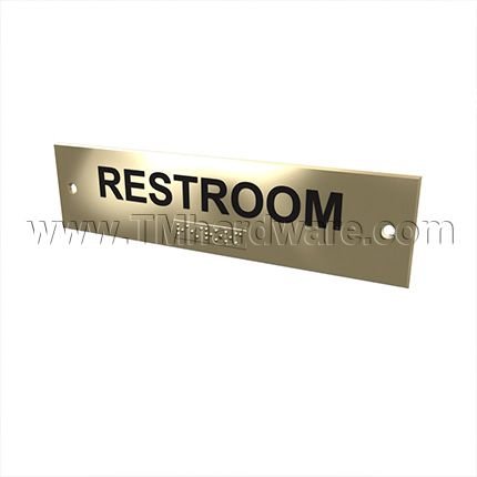 Rockwood #BF680R, Engraved Sign with Braille Translation - "RESTROOM"