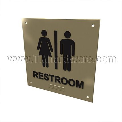 Rockwood #BF686, ADA Tactile Sign with Braille, Unisex Restroom