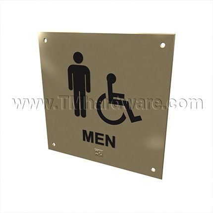 Rockwood #BF687, ADA Tactile Sign with Braille, MEN and Handicap Accessible
