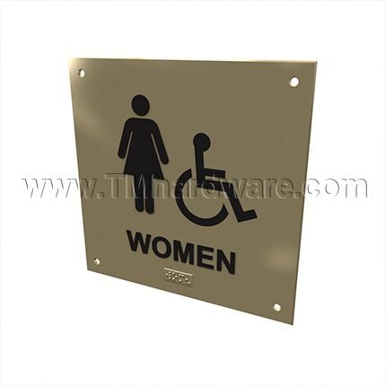 Rockwood #BF688, ADA Tactile Sign with Braille, Women and Handicap Accessible
