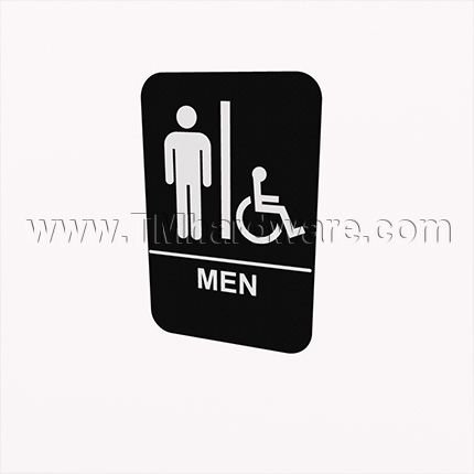 Rockwood #BFM687, Molded Plastic ADA Tactile Sign with Braille, Men's and Handicap Accessible - QuickShip