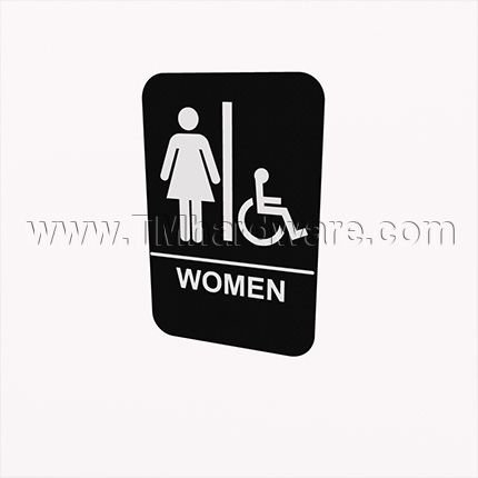 Rockwood #BFM688, Molded Plastic ADA Tactile Sign with Braille, Women's and Handicap Accessible - QuickShip