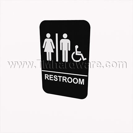 Rockwood #BFM689, Molded Plastic ADA Tactile Sign with Braille, Unisex and Handicap Accessible Restroom - QuickShip