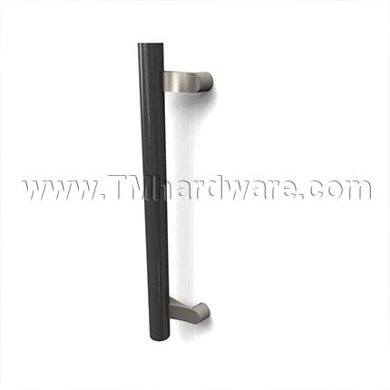 Rockwood NoirTek RM3930 - RM3950 Offset Pull - Black Anodized with Contrasting Posts - Flat Ends, up to 7FT OA