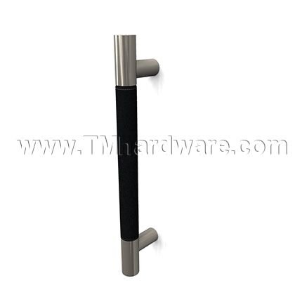 Rockwood #RM6300 Architectural Door Pull with Leather Accent, in Satin Stainless Steel #630