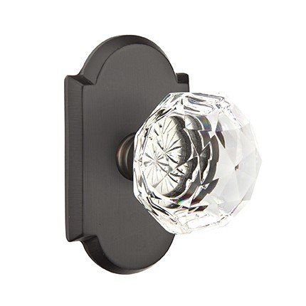 Emtek Diamond Glass Knob, Sandcast Bronze Door Knob, Passage, #1 Rosette, Flat Black Bronze (FB)