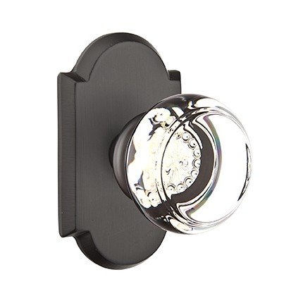 Emtek Georgetown Glass Knob, Sandcast Bronze Door Knob, Passage, #1 Rosette, Flat Black Bronze (FB)