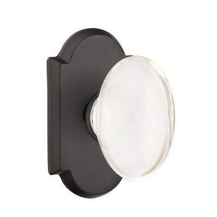 Emtek Hampton Glass Knob, Sandcast Bronze Door Knob, Passage, #1 Rosette, Flat Black Bronze (FB)