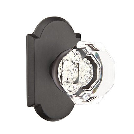 Emtek Old Town Glass Knob, Sandcast Bronze Door Knob, Passage, #1 Rosette, Flat Black Bronze (FB)