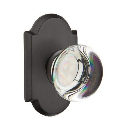 Emtek Providence Glass Knob, Sandcast Bronze Door Knob, Passage, #1 Rosette, Flat Black Bronze (FB)