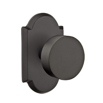 Emtek Round Knob, Sandcast Bronze Door Knob, Passage, #1 Rosette, Flat Black Bronze (FB)
