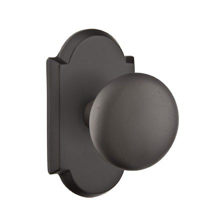 Emtek Winchester Knob, Sandcast Bronze Door Knob, Passage, #1 Rosette, Flat Black Bronze (FB)