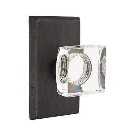 Emtek 7104MSC Rustic Living Modern Square Crystal Knob, #3 Rosette