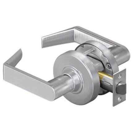 Schlage Rhodes Door Handle, Mechanical Door Handle, ND Series, Non-Keyed Function, Passage Latch, Satin Chrome Plated Finish