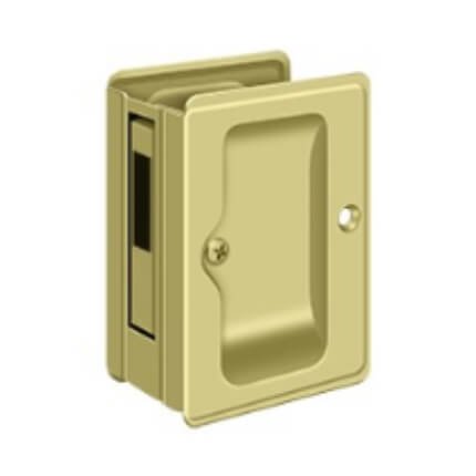 Deltana SDAR325 HD Adjustable Pocket Lock, Sliding Door Receiver, 3-1/4" X 2-1/4", Polished Brass (US3) Finished