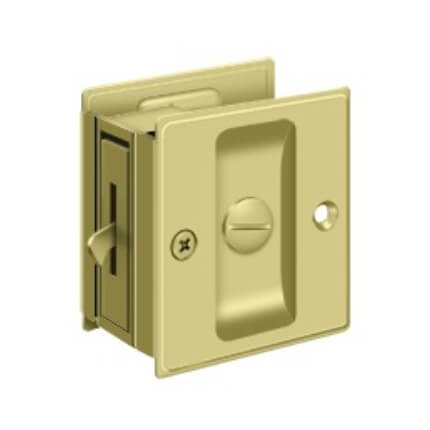 Deltana SDL25 Privacy Pocket Door Lock, 2-1/2" X 2-3/4", Polished Brass (US3) Finished