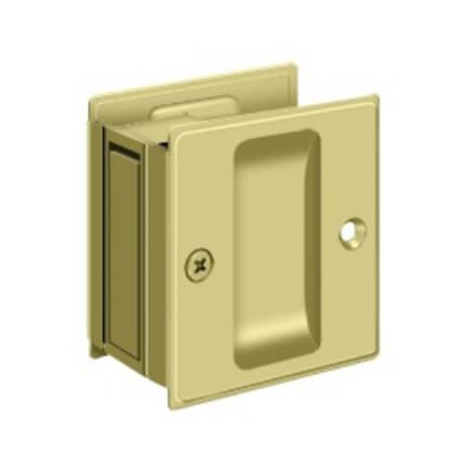 Deltana SDP25 Passage Pocket Door Lock, 2-1/2" X 2-3/4", Polished Brass (US3) Finished