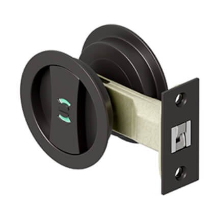 Deltana SDRL218 Round Privacy Pocket Door Lock, Sliding Door, 2-1/8", Oil-Rubbed Bronze (US10B) Finished