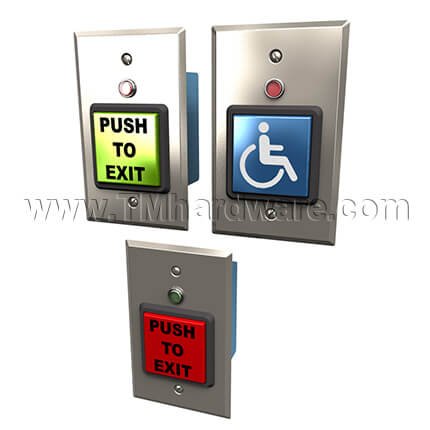Securitron PB2E Large Square Push Button, Non-Illuminated, Momentary, Single Gang, SPDT